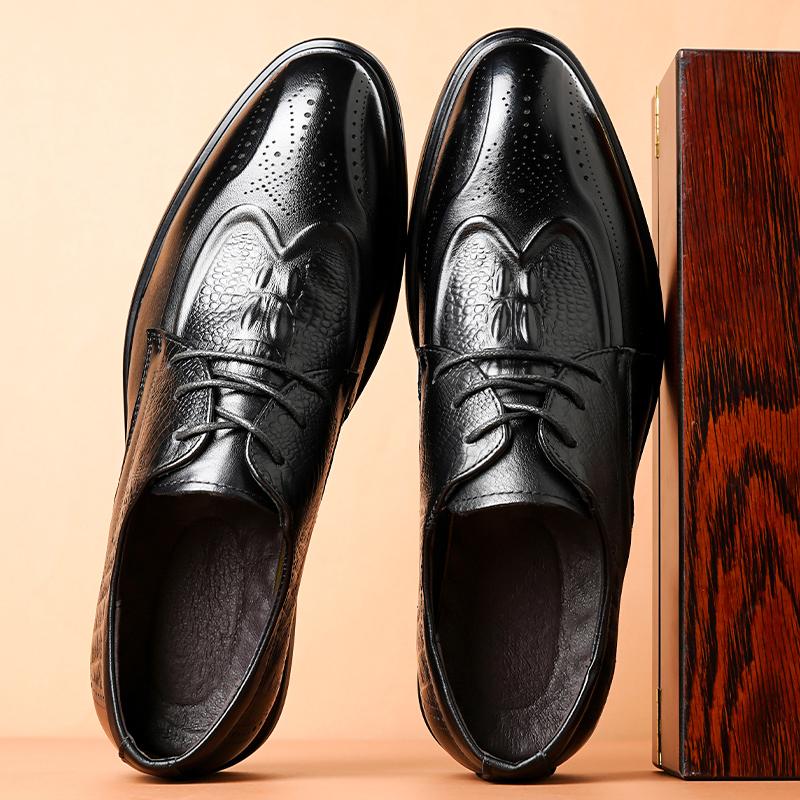 Высококачественные рабочие туфли для поездок на работу, роскошные мужские туфли с острым носком, универсальные мужские повседневные туфли из натуральной кожи со шнуровкой