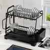 Storage Rack Two-Tier Dish Drying Rack Large Capacity Easy To Install Rust-Resistant Kitchen Countertop Utensil Dish Rack with Drain
