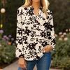 Женская модная и повседневная рубашка с длинным рукавом, V-образным вырезом, на пуговицах, с принтом, блузка, топ