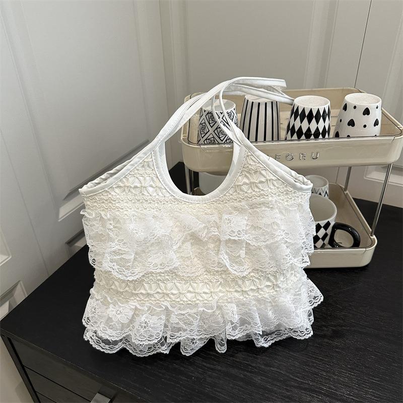 New Summer Leisure Vacation Backpack Fairy Lace Shoulder Bag Large Capacity Tote Bag Hollow Beach Bag