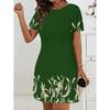 Женское простое платье с принтом, элегантное, с коротким рукавом, с круглым вырезом, летнее, в богемном стиле, праздничные платья Y2k, женская одежда