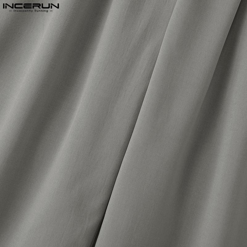 INCERUN Мужские брюки-капри с высокой талией и молнией, однотонные, повседневные, свободные, прямые