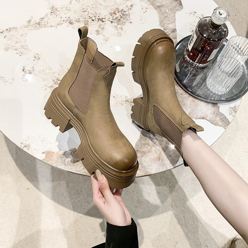 Модная женская обувь на открытом воздухе, износостойкая, осень-зима 2024, новые модные нескользящие однотонные толстые женские ботильоны