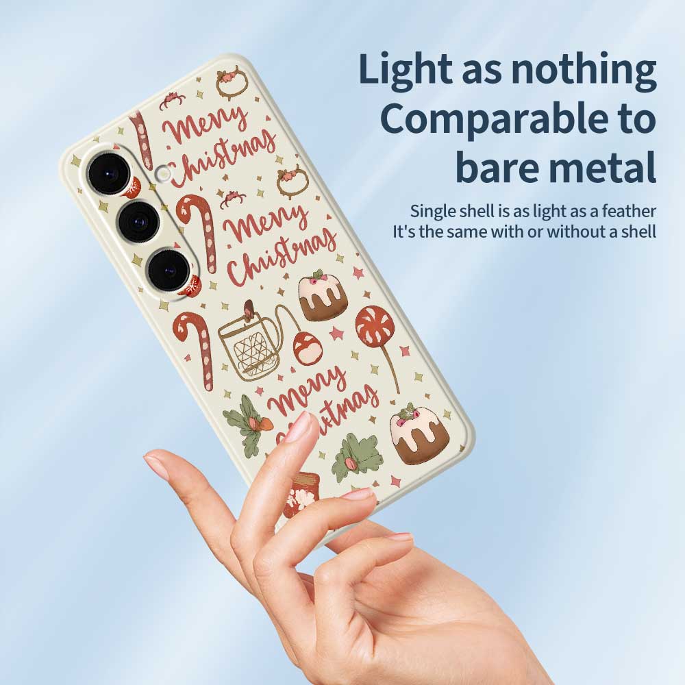 For Samsung Galaxy S25+ Case Merry Christmas Pattern Printing Straight Edge TPU Phone Back Cover