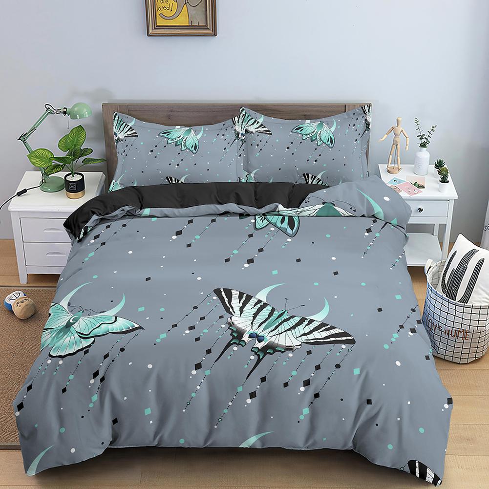 3D Dreamy Night Galaxy Purple Butterfly Printed Purple Flying Duvet Cover Комплект постельного белья для детей, девочек, подростков, взрослых, 3 пододеяльника