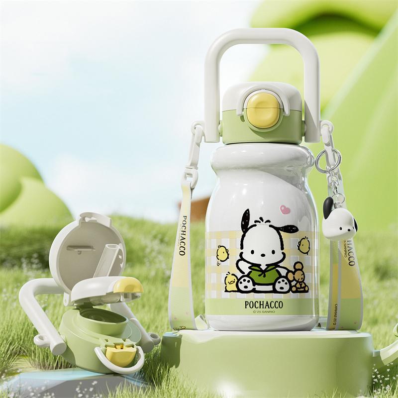 X&W Cute Sanrio Insulated Cup Lovely Kuromi My Melody Thermos Straw Cup Portable Outdoor Hot Cold Water Bottle For Kids Students