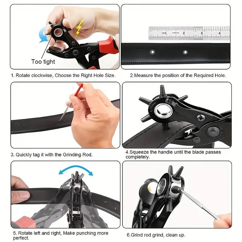 Belt Punch Pliers Multifunctional Punch Hand Tool Puncher Belt Round Hole Flat Pliers Leather Paper Watch Straps Hole Punch Tool