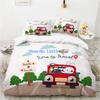 Cartoon Car King Queen Duvet Cover Cute Red Toy Sports Cars Bedding Set Kids Police Car Fire Truck Bedclothes Children Bedroom