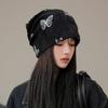 Korean Style Butterfly Print Beanies Thin Knitted Hat Fashion Pullover Hat  Autumn