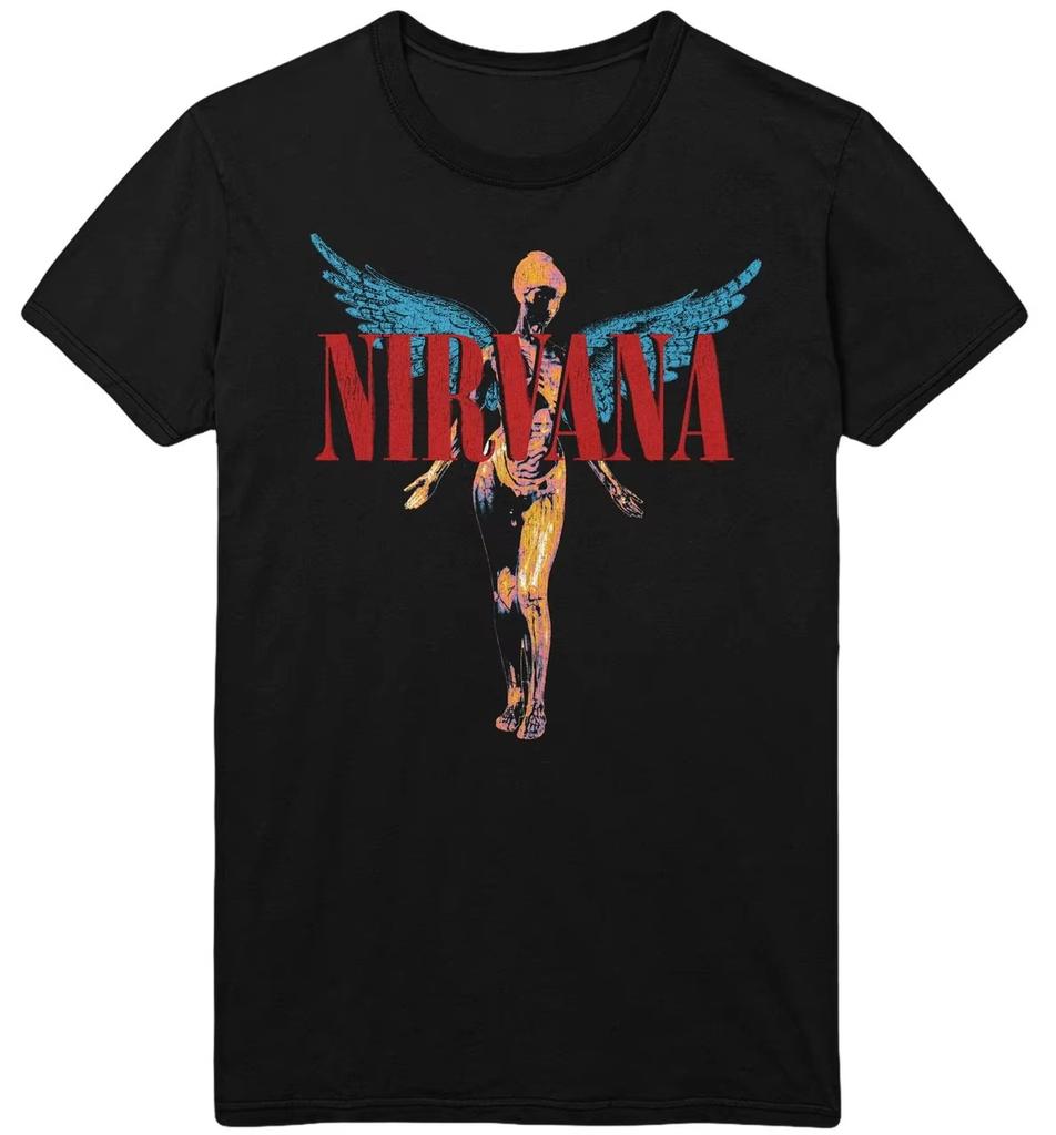 NIRVANA Графика 'Улыбающееся лицо' 100% хлопок Унисекс футболка 2026 Лето Круглый вырез Мужская Y2k Короткий рукав Ретро рок мода Футболка Подарок фанату