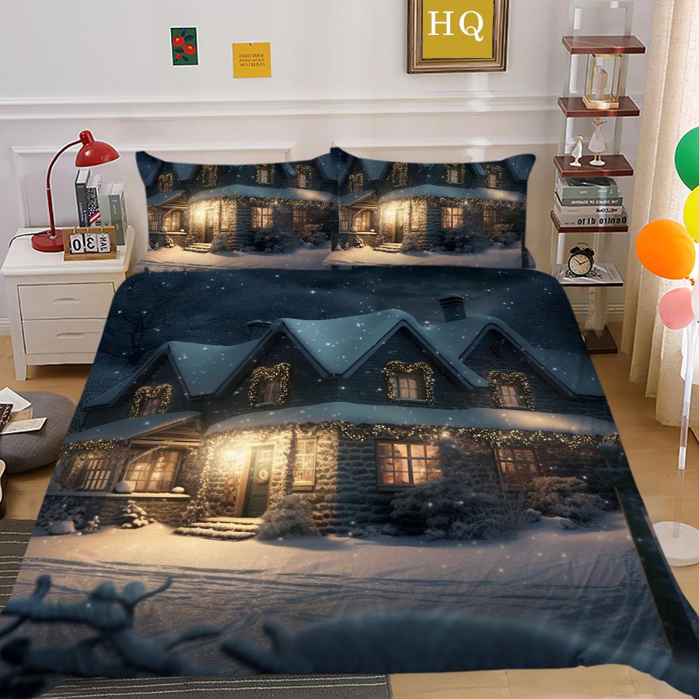 Домашнее постельное белье с рождественским принтом, королевский размер, полиэстеровая постельная одежда, детские милые покрывала высокого качества высокого качества