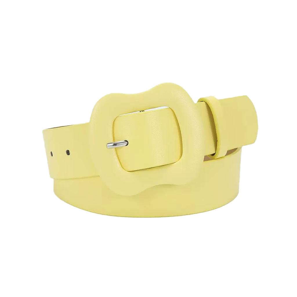 Women Wide Faux Leather Belt, Candy Color Irregular Gourd Pin Buckle Belt, Solid Color Decor Waist Belt for Jeans Dresses