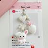 Cute Rabbit Kitty Bear Pendant Key Chain Fluffy Ball Bow Bead Mobile Phone Chain Anti-Lost Lanyard Kawaii Bag Charm Gift