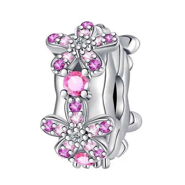 925 Sterling Silver Classic Flowers Love Beads Fit Bracelet Beads Pendant Colorful Women Jewelry DIY Gift 2024