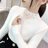 Women's Lace Collar Cut-out Pullover Sweater Autumn Winter Mink Fleece Sweater Slim Base Top