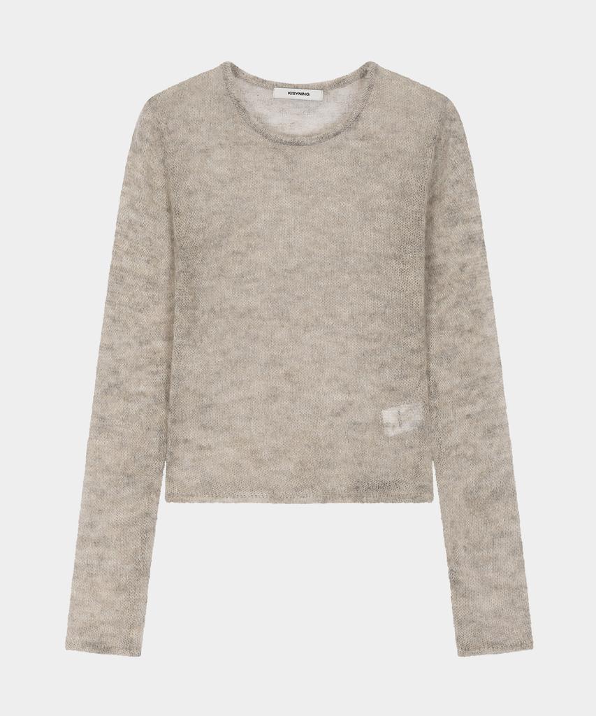 KISYNING Sheer Crew Neck Sleeve Knit (Gray)