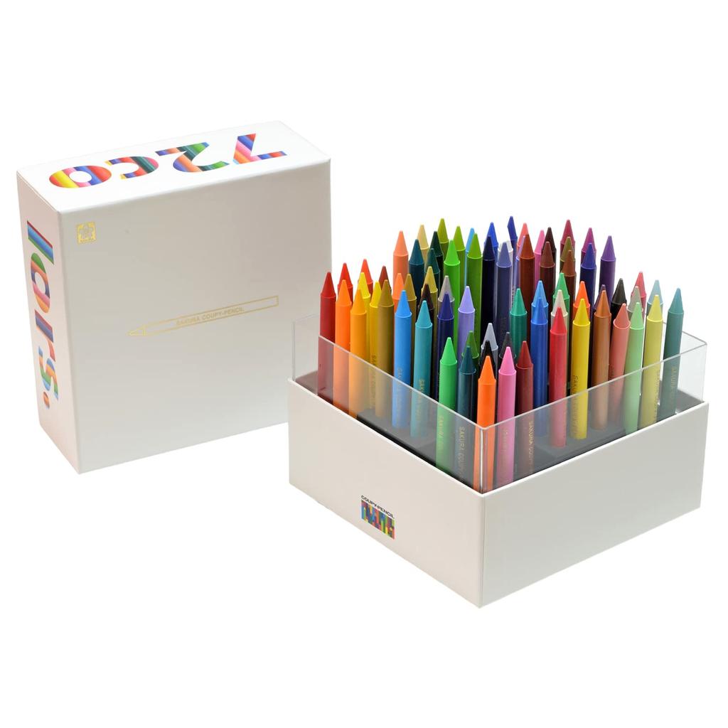 Sakura Crepas Colored Pencil Coupy Pencil Cube Box 72 Colors White One Size FY72BOX-WH