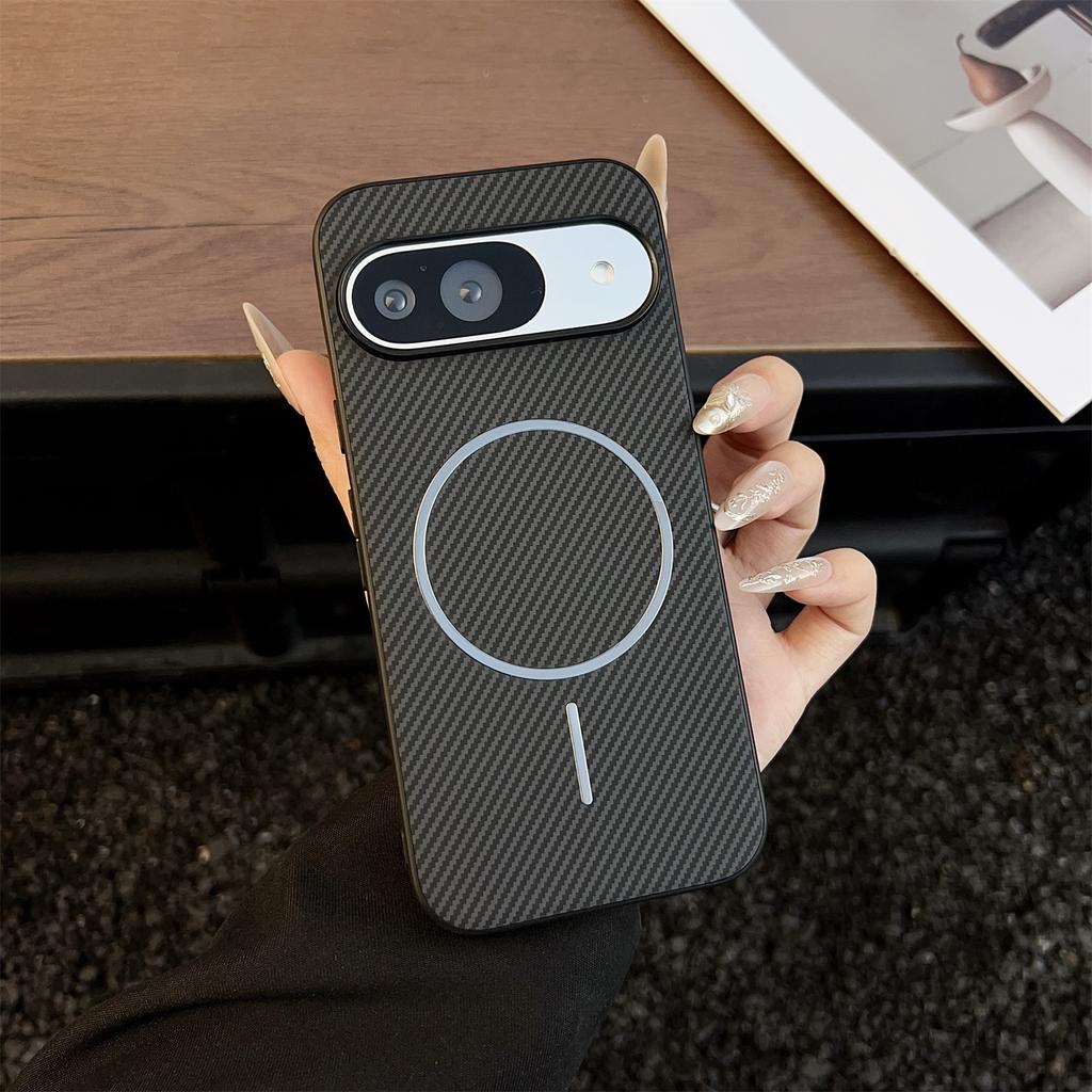 For Google Pixel 10 Pro/Pixel 10 Case Compatible with MagSafe Carbon Fiber Texture Leather Back Phone Cover