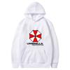 Red and white protective umbrella paired with men's and women's hooded casual hoodie 2025 Spring and Autumn Fashion New Style