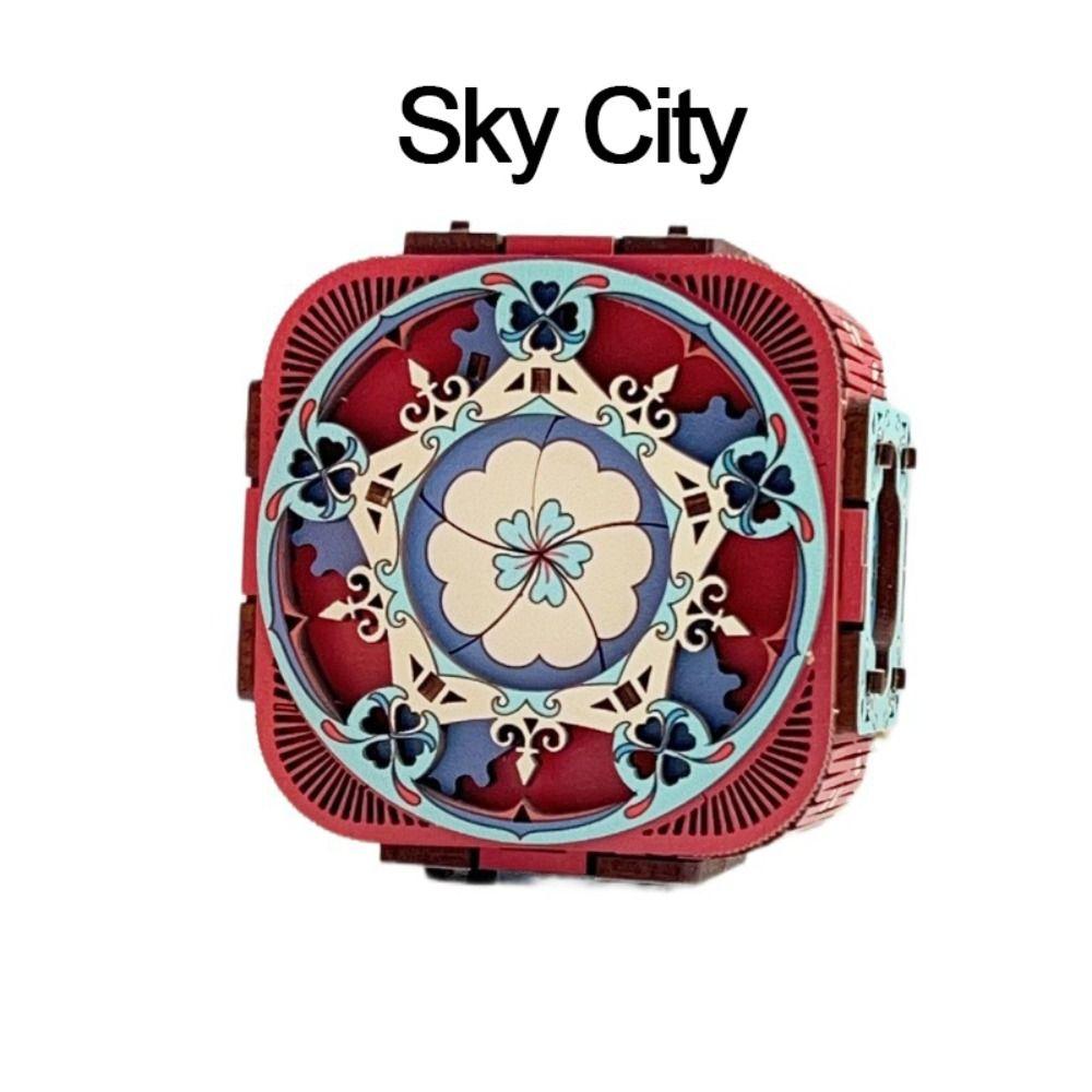 City of Sky 3D Puzzle Music Box Model Kit Assembly Ring Box Music Box Wood Puzzles  Adults