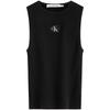 Classic Embroidered Laisel Blend Sleeveless Knit Top Women Tops Space-Black J223616
