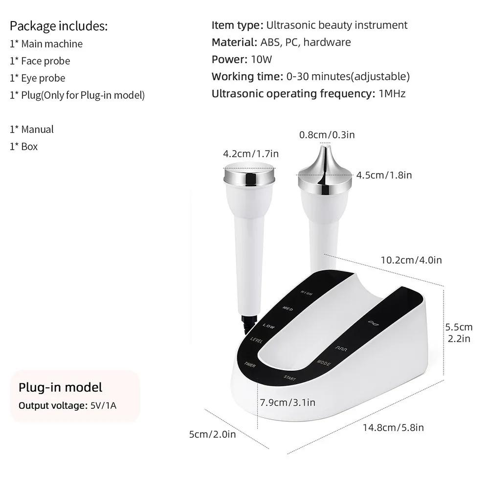 Ultrasound Skin Care Beauty Machine, High-Frequency Ultrasonic Face & Eye Massager for Women, Anti-Aging Skin Tightening Home SPA Device