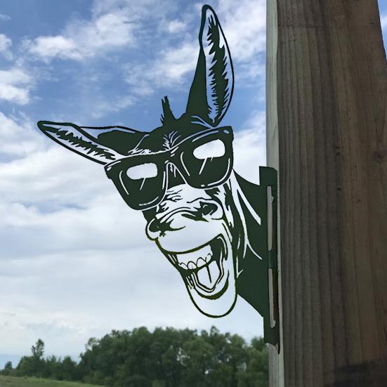 Peeping Animal Sign Weather-proof Heavy Duty Outdoor Garden Patio Yard Lawn Metal Donkey Horse Cow Sheep Dog Pig Lion Silhouette Decoration Ornament