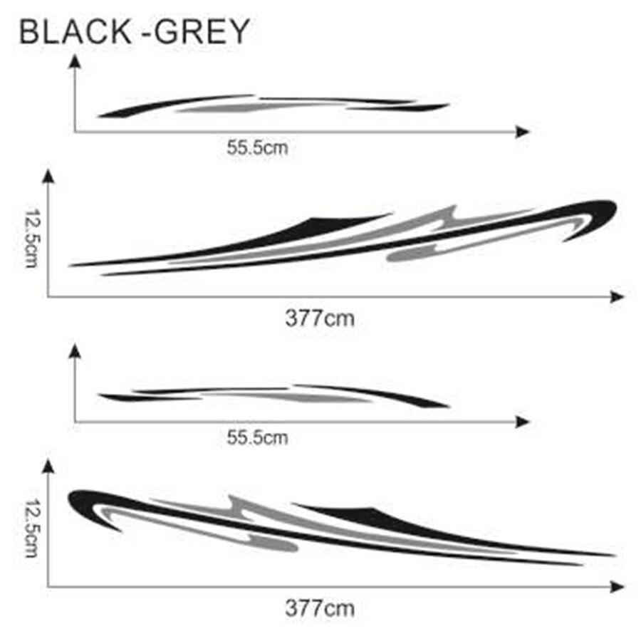 Two Side Vinyl Stickers Black-Grey Stripe Graphics For Caravan Travel Trailer Camper Van