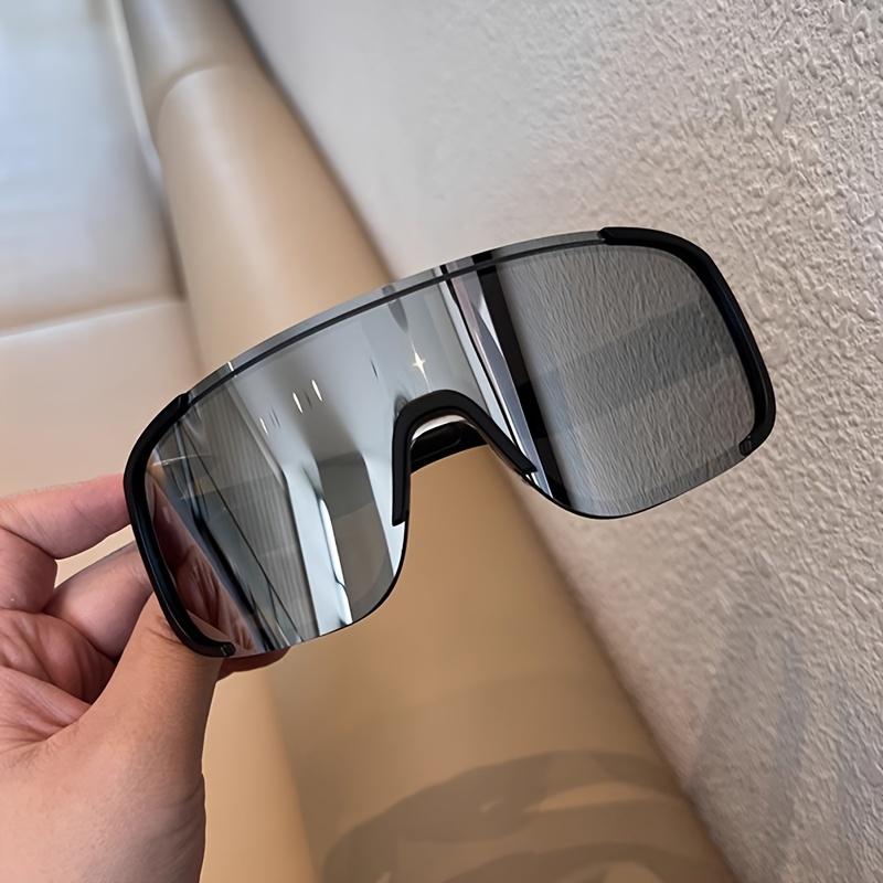 3 шт. Модные очки спортивного стиля в стиле Y2K с линзами цвета белого серебра и зеркальными линзами, ветрозащитные очки с большой оправой