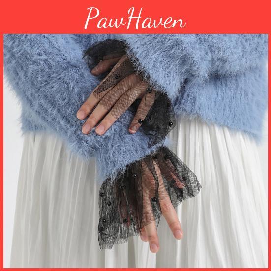1 Fake Pair Cuff Yousheng Faux Pearl Decoration Detachable Charming Decorative Chiffon Women Girls Fake Sleeves Sweater Accessories