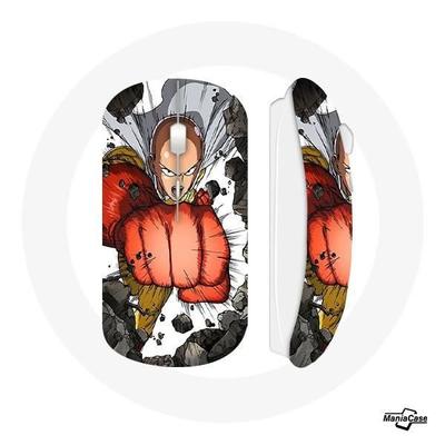 Souris Sans Fil - MANIACASE - Saitama One Punch Man - Compatible Mac Et PC - Clé USB Incluse - Blanc