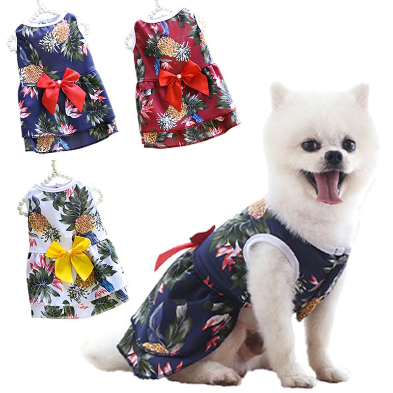 Hawaiian Style Bow Dog Skirt for Small Medium Dogs Soft Breathable Clothes Pet Cat Vest Chihuahua Yorkies Outfit Pet