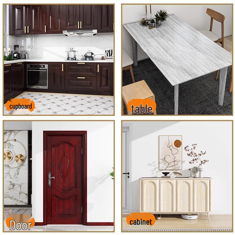 Водонепроницаемая самоклеящаяся пленка с текстурой дерева для ремонта офисного или обеденного стола.