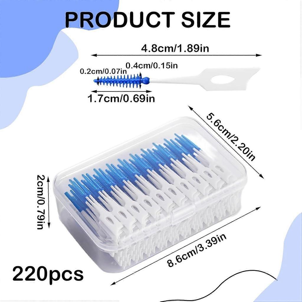 Interdental Brushes 220 Pcs Dental Brushes Dental Floss Stick for Interdental Cleaning Interdental Brushes Blue Portable Oral Tooth Clean Interdental