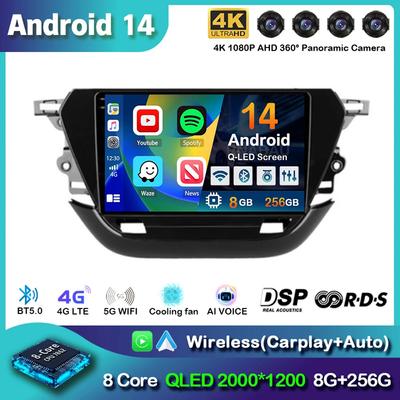 Android 14 Carplay Auto 2din для Opel Corsa F 2019 - 2025 Автомагнитола Авторадио Мультимедийный Видеоплеер Навигация GPS Стерео DSP
