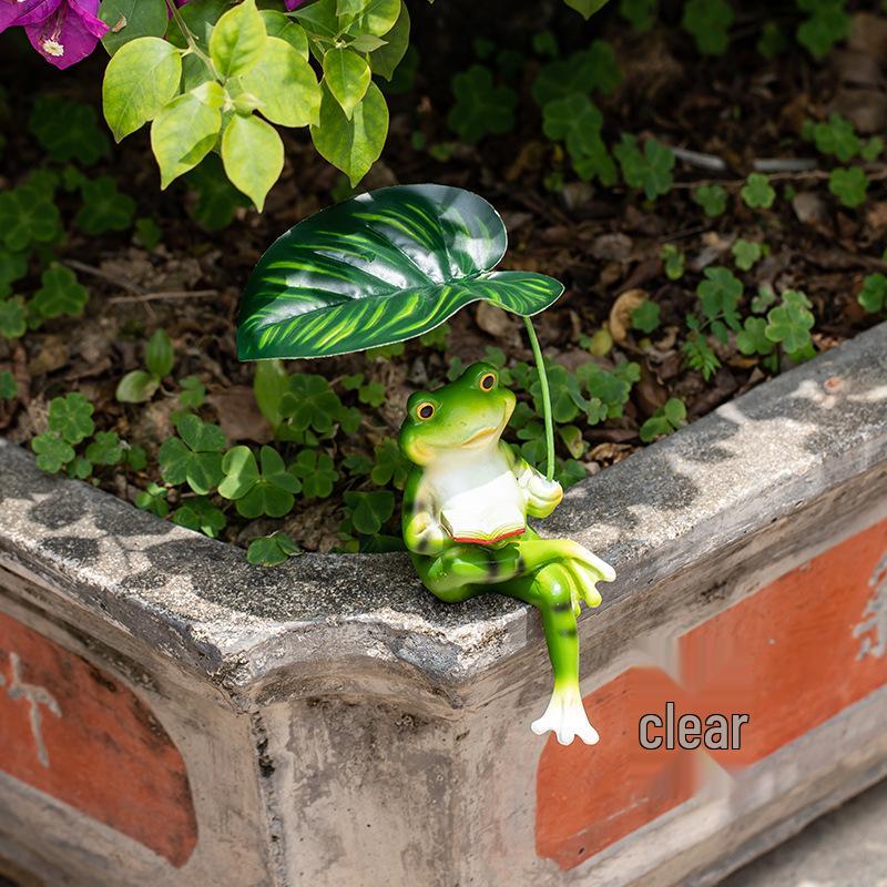 Креативная фигурка лягушки с зонтиком и чашкой кофе - Идеально для декора офиса, сада или двора