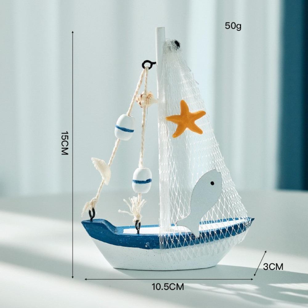 Wooden Sailing Boat Model Handmade Wooden Ship Ornament Coastal Style Nautical Decor Gift Giving
