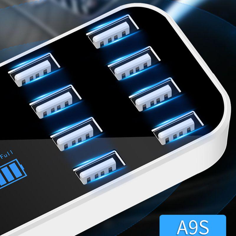 Fast Car Charger 8 Port Multi USB LCD Display Phone Charger 12V Battery Charger USB Hub for Phone Tablets DVR