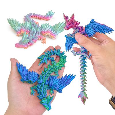 3D Печать 23 см С Крыльями Кристальный Дракон Дракон из Драгоценных Камней Подвижные Суставы Симуляция Летающего Дракона Креативная Игрушка Декор Украшения