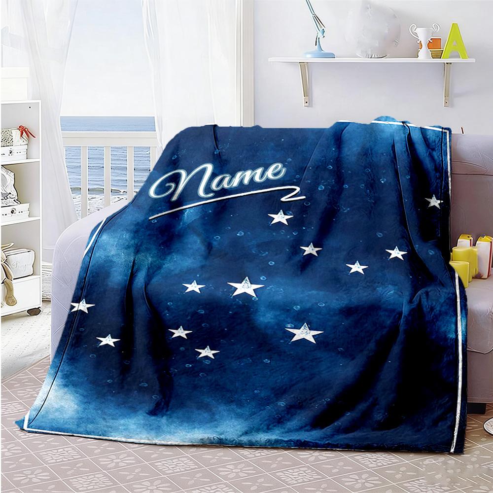 Starry Sky Personalized Name Blanket Cozy Customizable Blanket Soft Warm Cozy Perfect for Seaside Couch Sofa Chair Ideal for All Seasons
