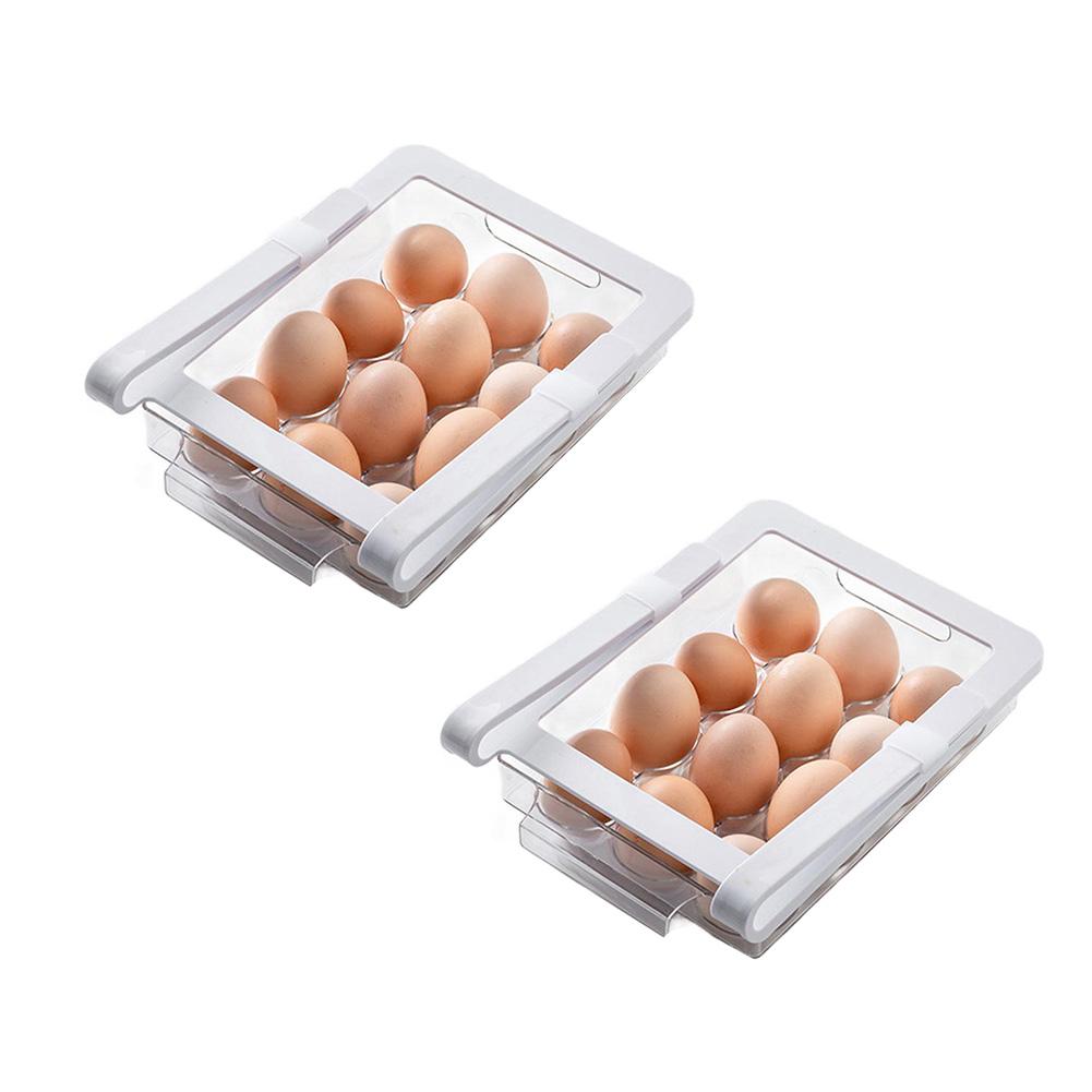 Органайзеры для ящиков холодильника для организации продуктов под полкой. Два выдвижных ящика максимально увеличивают вместимость.