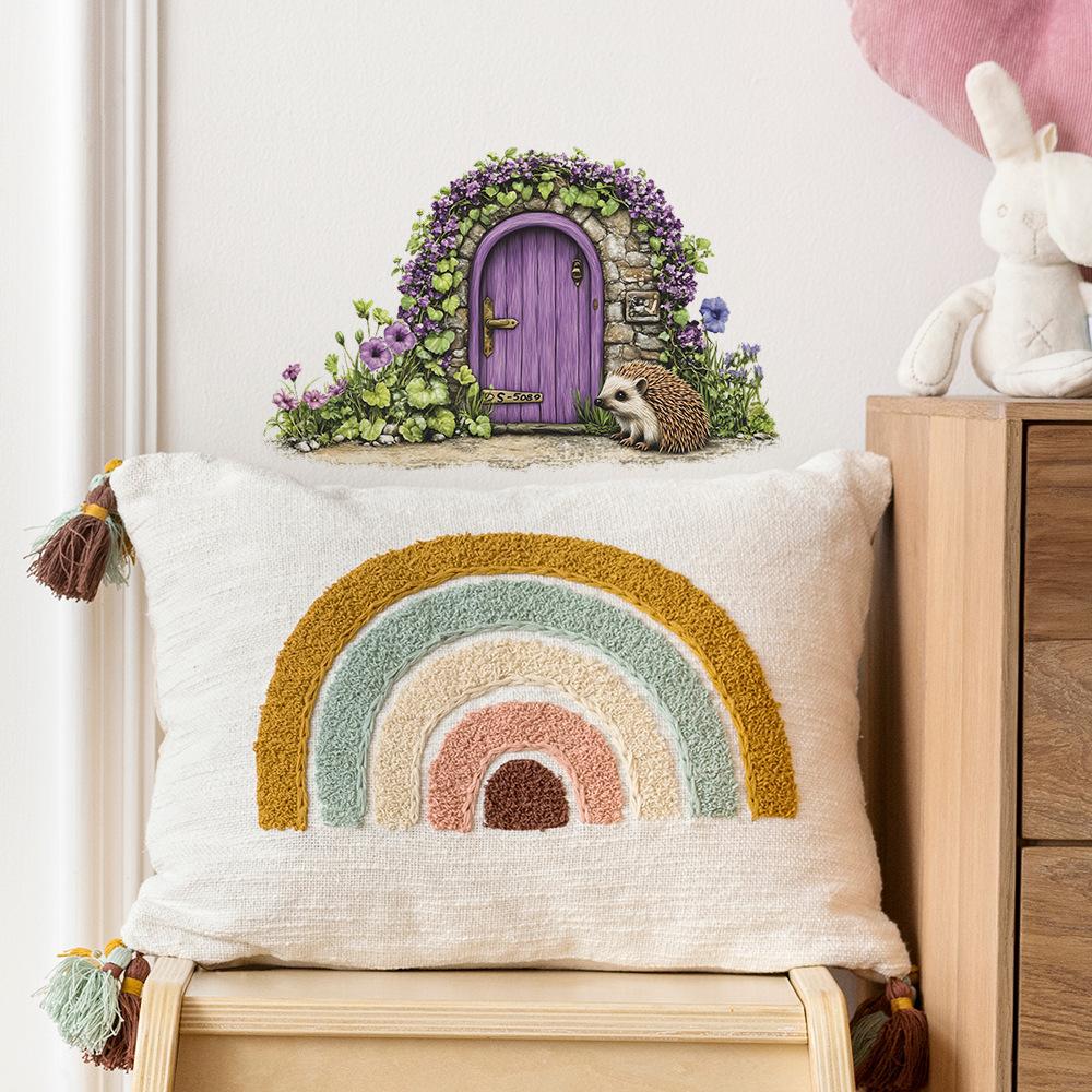 Мультфильм Ежик Фиолетовый Дом Спальня Гостиная Домашний Фон Украшения Украшения Наклейки На Стены