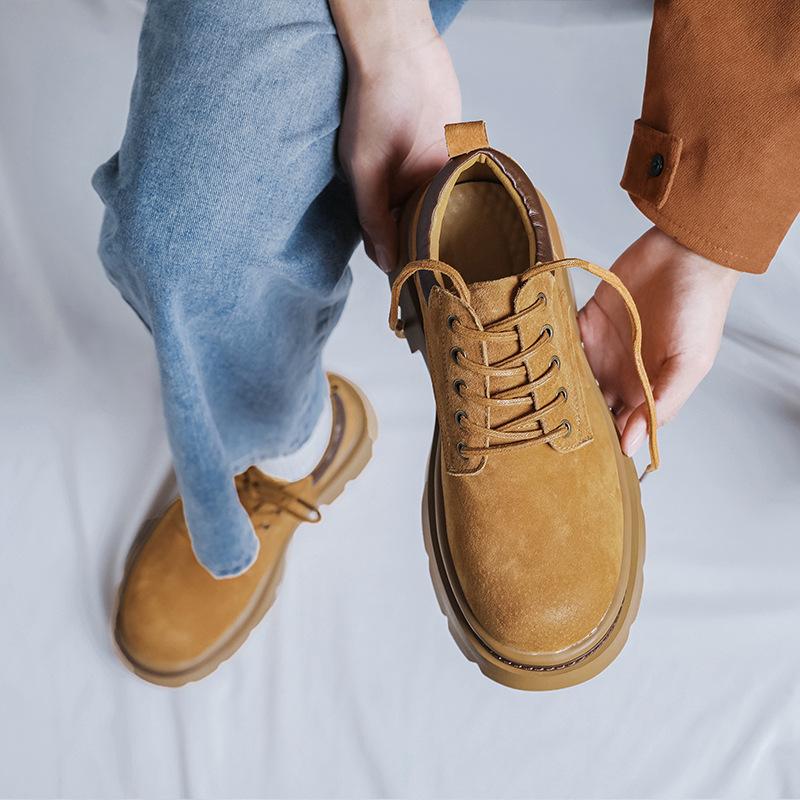 Инструментальные мужские туфли дышащие в британском стиле повседневные кожаные туфли мужские ретро ботинки цвета ревеня толстая подошва увеличивающие рост ботинки Мартин 66685-R