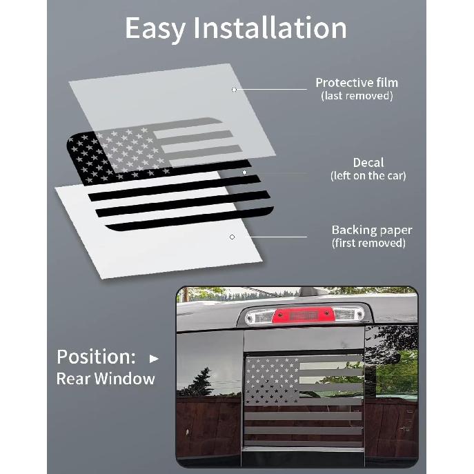 for 2009-2025 RAM 1500 Rear Window Decals for 5th RAM 1500 2500 3500 Decals Stickers, Matte Black USA Flag Decal