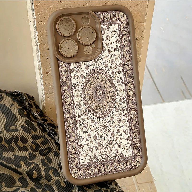 Чехол для телефона в ретро-стиле с дизайном ковра, подходит для iPhone 17 16 15 14 13 12 11 Pro/Max/Plus, противоударная задняя крышка