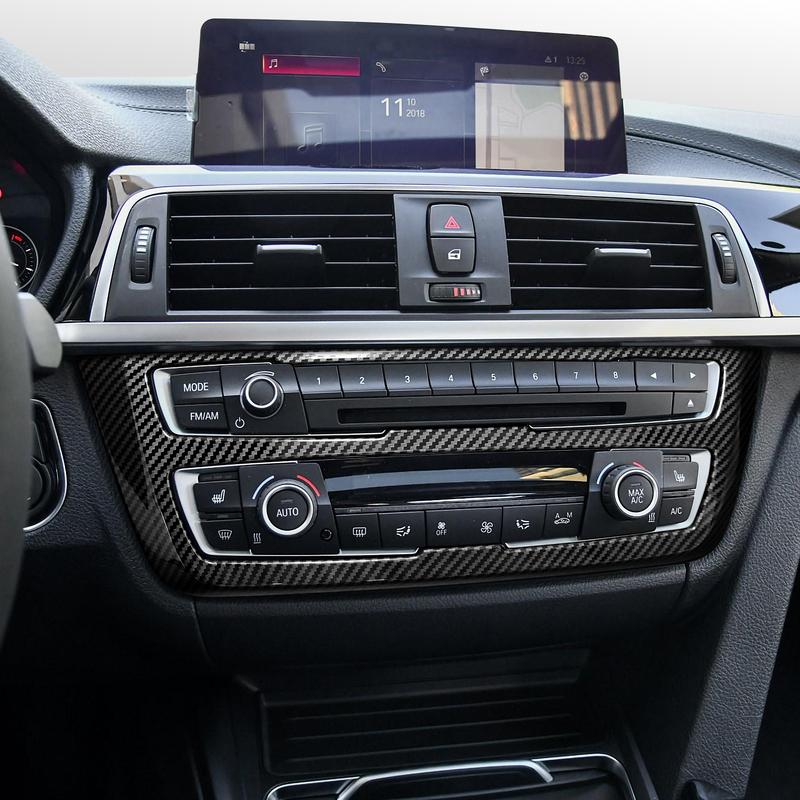 For BMW F30 F31 F34 3GT F32 F33 F36 Center Console CD/Volume Knob Adjust Panel Cover Trim Accessories, Carbon Fiber ABS Sticker