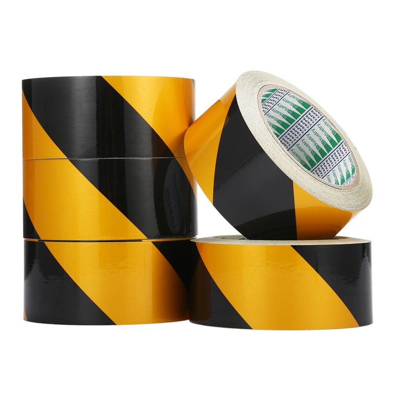 Yellow-Black Reflective Twill Safety Warning Tape