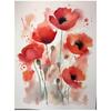 Red Poppies In Watercolor Red Poppies In Watercolor, 30X40 Cm, Gold Aluminum Frame, 230 Gsm Matte Paper