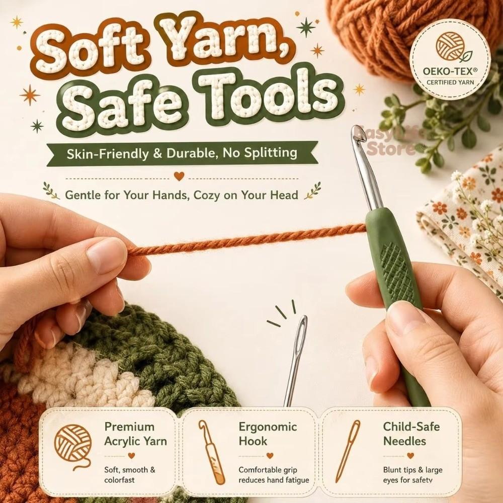 with Step-by-Step Guide Knitted Hat Crochet Kit DIY Animal Hood Hat Crochet Kit for Beginners