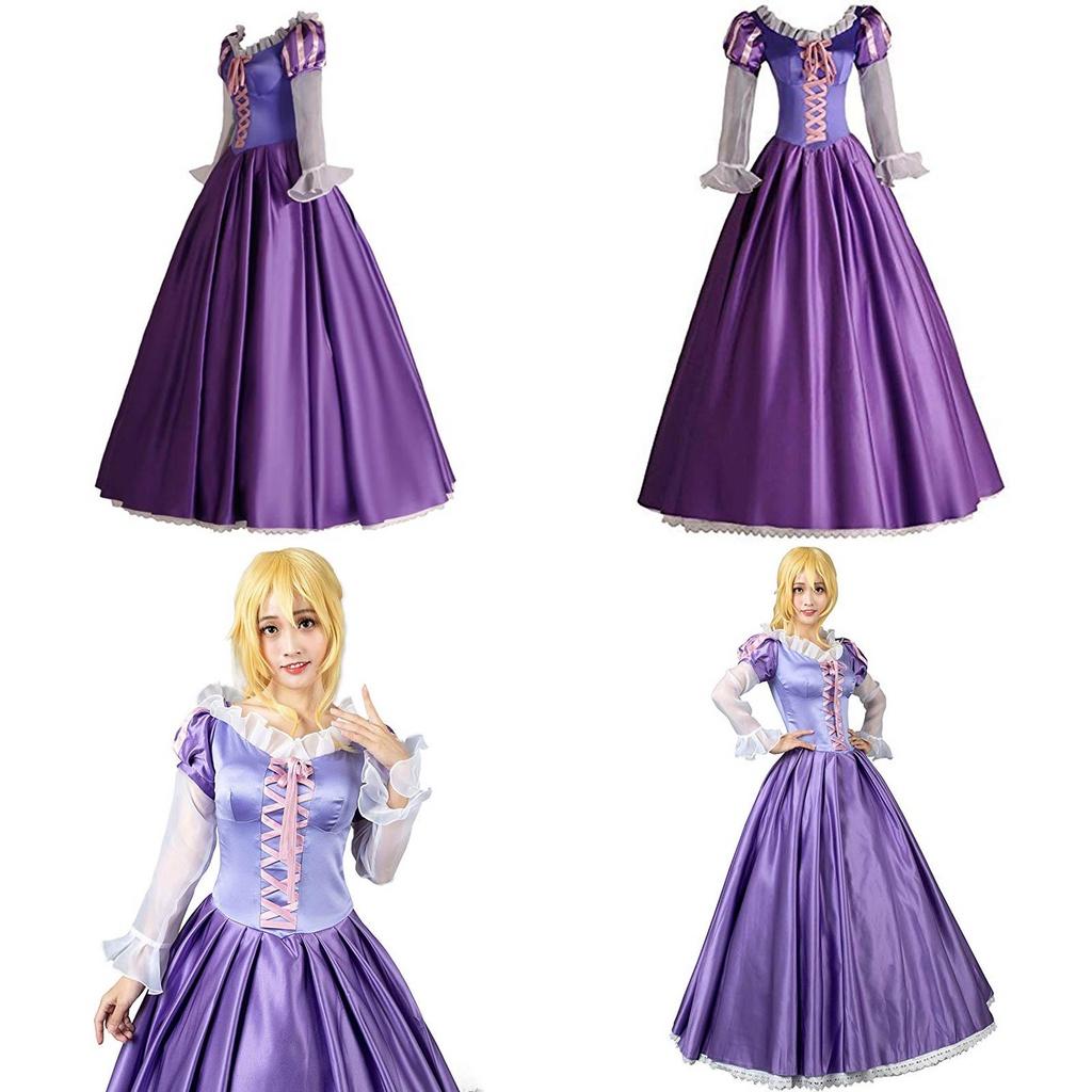 Elegant Adult Rapunzel Fancy Women Dress Cosplay Costume For Halloween Parties
